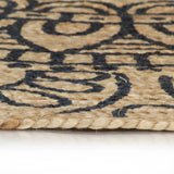 Vidaxl vloerkleed handgemaakt met donkerblauwe print 120 cm jute - afbeelding 3