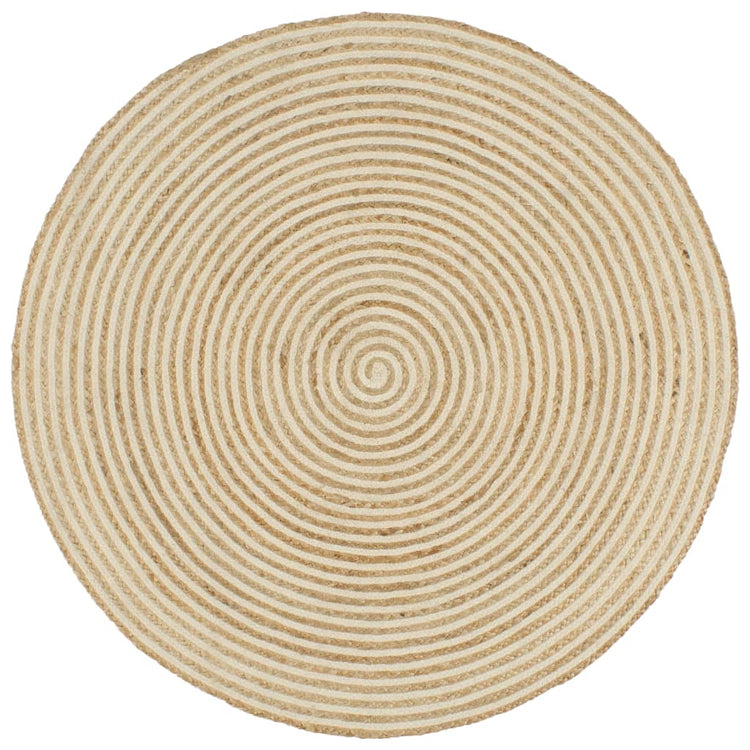 Vidaxl vloerkleed handgemaakt met spiraal ontwerp 90 cm jute wit