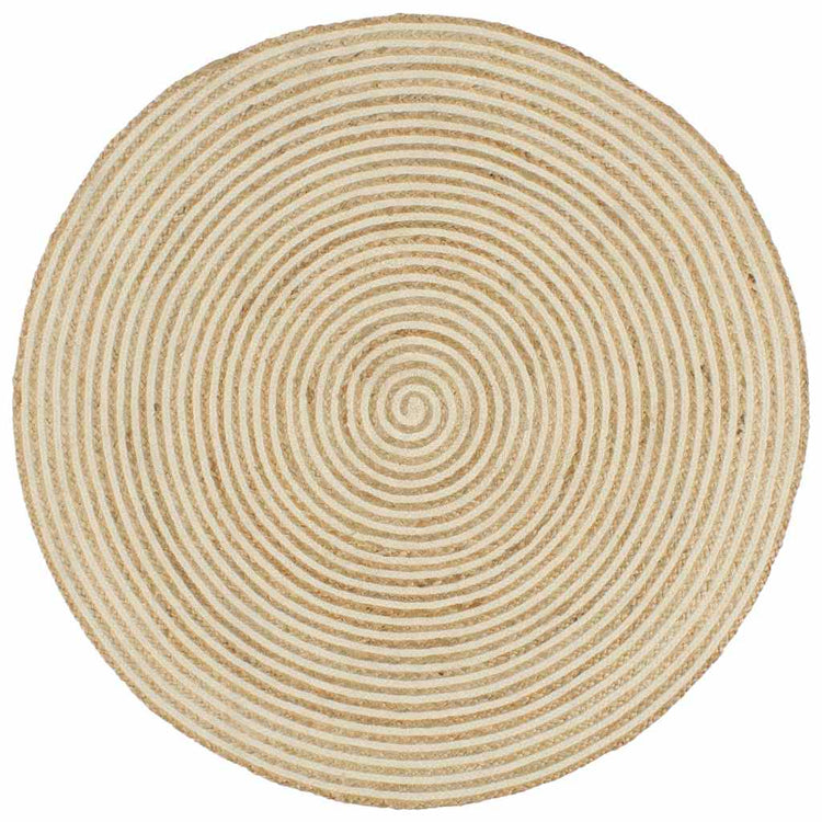 Vidaxl vloerkleed handgemaakt met spiraal ontwerp 150 cm jute wit