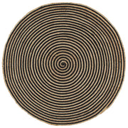 Vidaxl vloerkleed handgemaakt met spiraal ontwerp 120 cm jute zwart - afbeelding 1