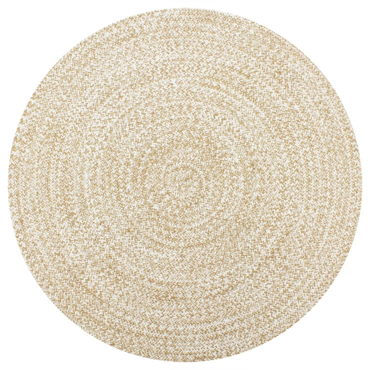Vidaxl vloerkleed handgemaakt 90 cm jute wit en naturel