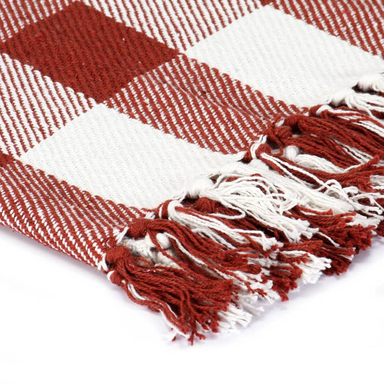 VidaXL Plaid geblokt 125x150 cm katoen steenrood