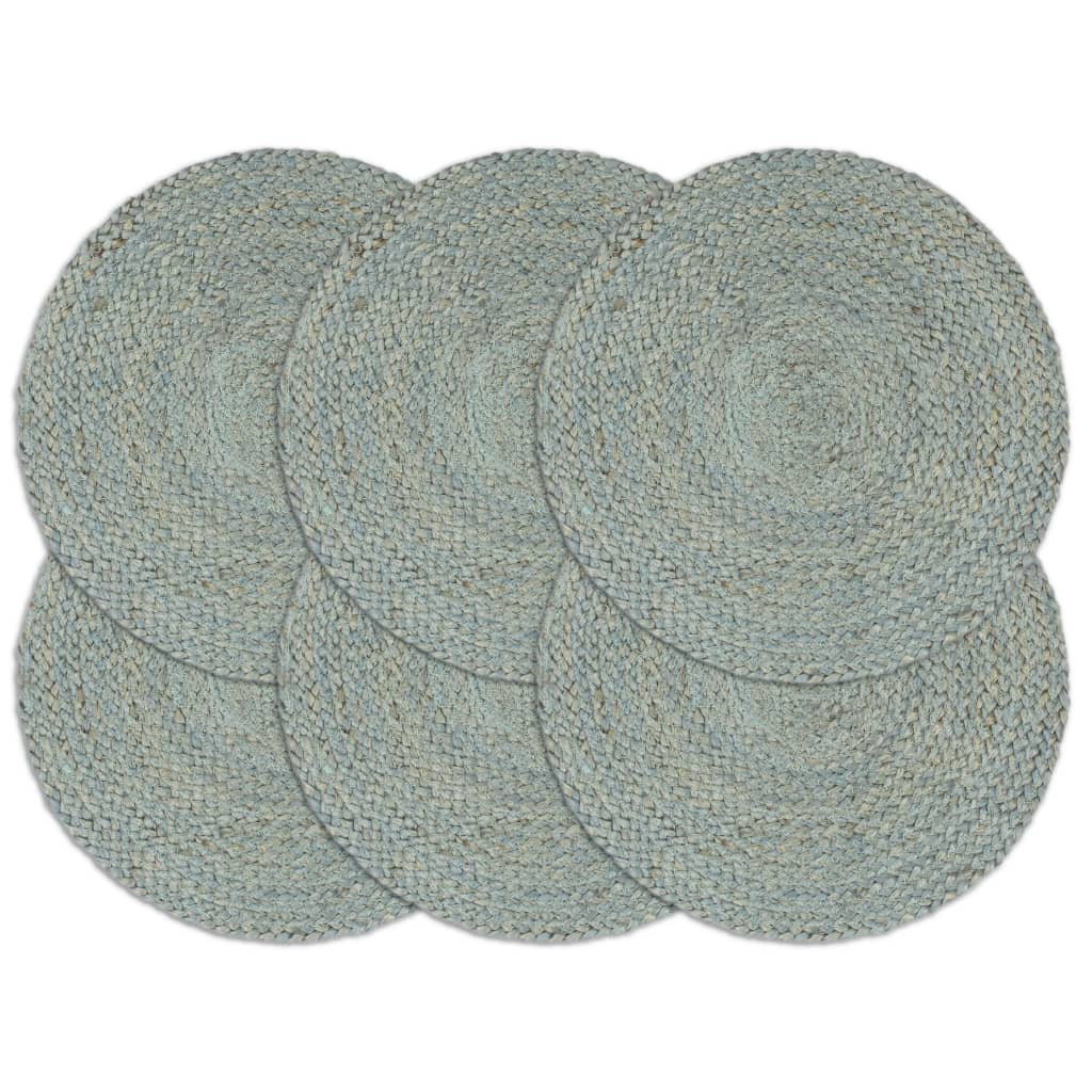 Vidaxl placemats 6 st rond 38 cm jute olijfgroen