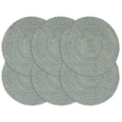 Vidaxl placemats 6 st rond 38 cm jute olijfgroen
