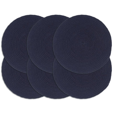 VidaXL Placemats 6 st rond 38 cm katoen effen marineblauw