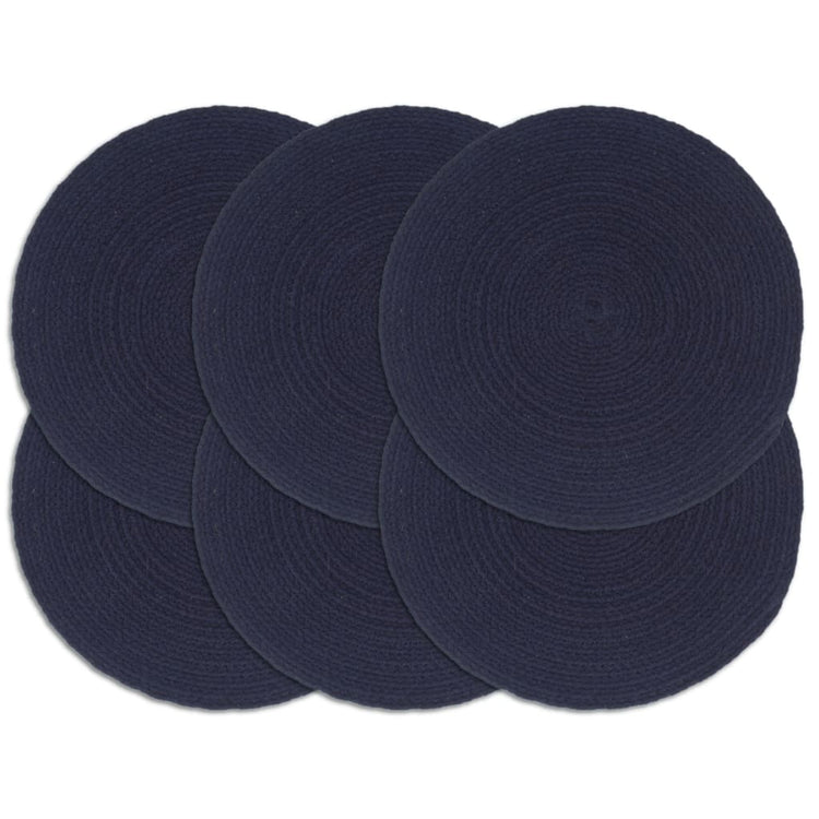 Vidaxl placemats 6 st rond 38 cm katoen effen marineblauw