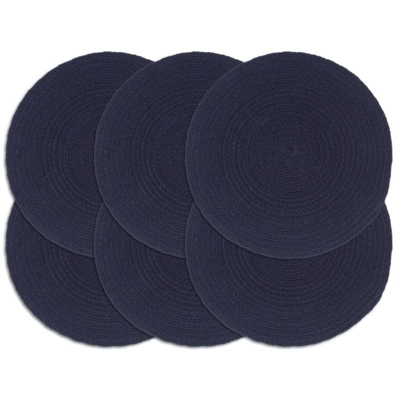 Vidaxl placemats 6 st rond 38 cm katoen effen marineblauw