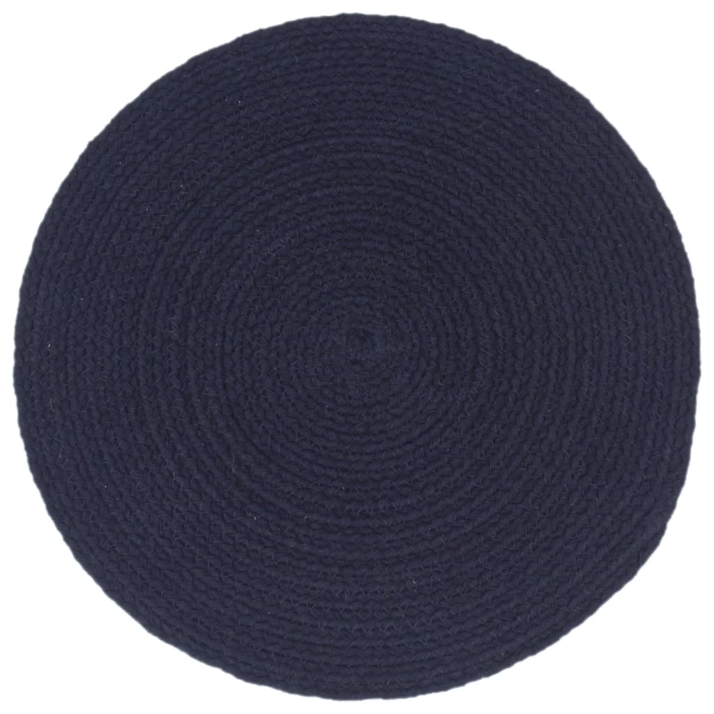 VidaXL Placemats 6 st rond 38 cm katoen effen marineblauw