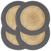 Vidaxl placemats 4 st 38 cm jute en katoen natuurlijk en antraciet - afbeelding 1
