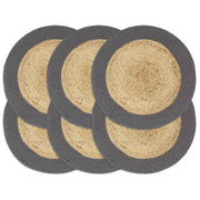 Vidaxl placemats 6 st 38 cm jute en katoen natuurlijk en antraciet - afbeelding 1
