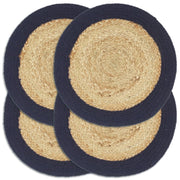 Vidaxl placemats 4 st 38 cm jute en katoen natuurlijk en marineblauw - afbeelding 1