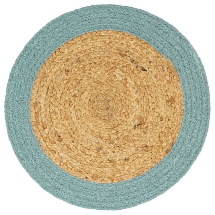 Vidaxl placemats 4 st 38 cm jute en katoen natuurlijk en groen