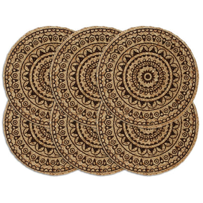 Vidaxl placemats 6 st rond 38 cm jute donkerbruin