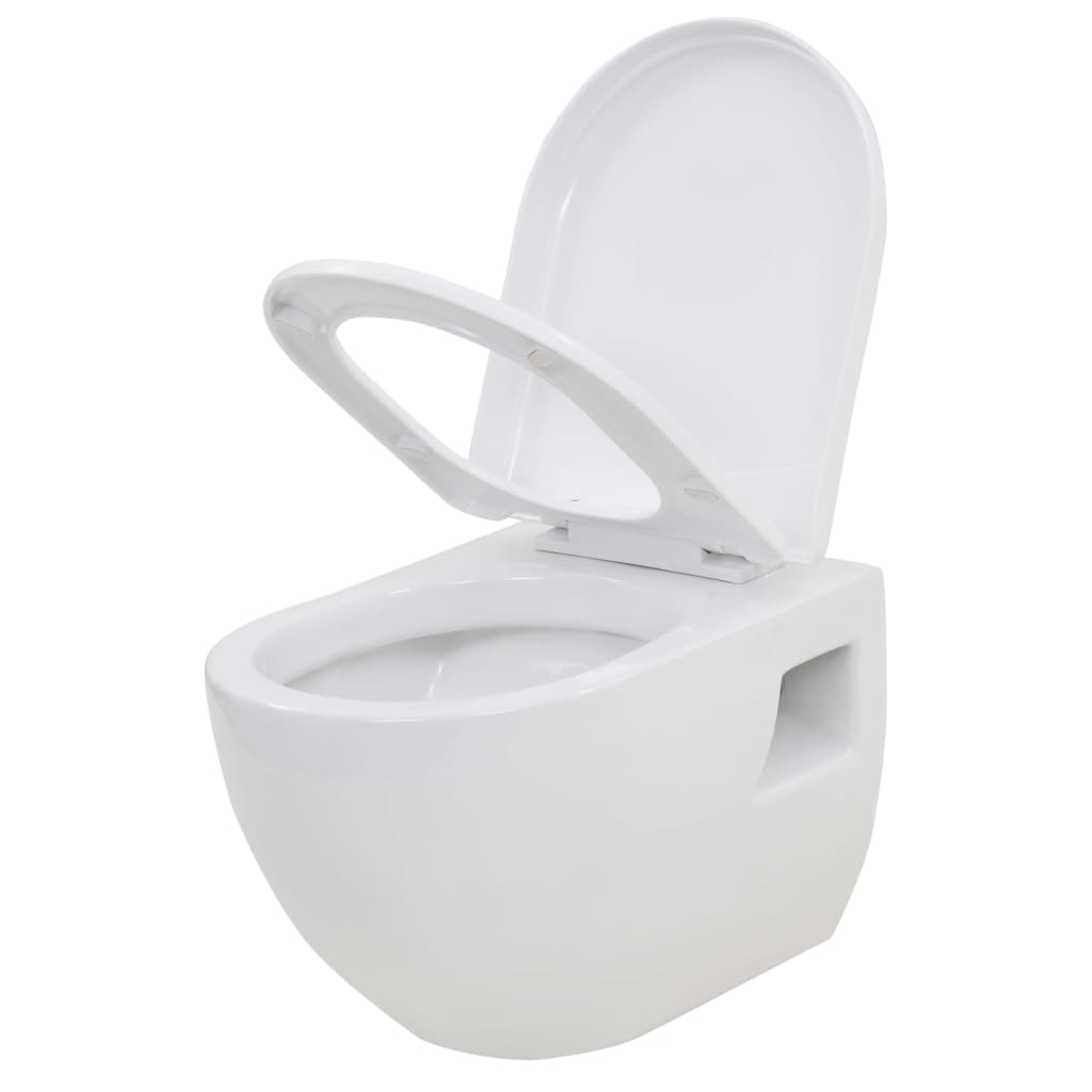 VidaXL Hangend toilet met verborgen stortbak keramiek wit