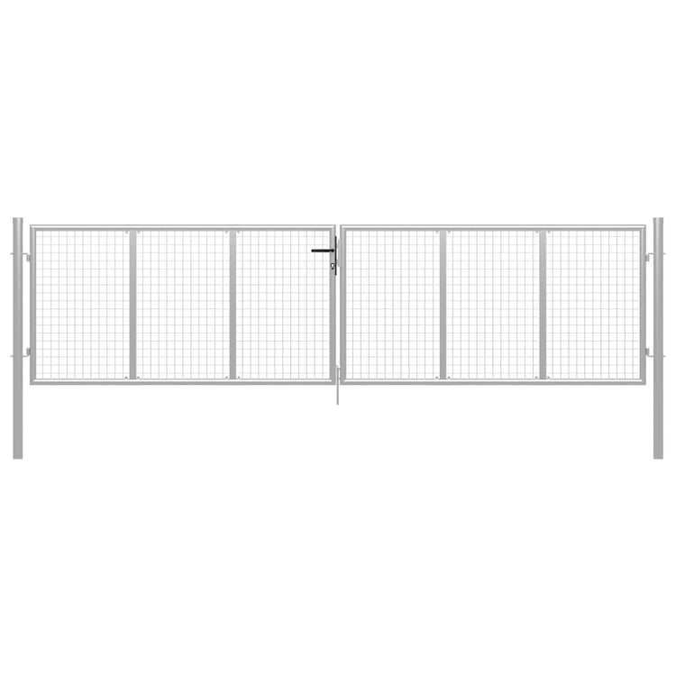 VidaXL Poort 415x150 cm gegalvaniseerd staal zilverkleurig