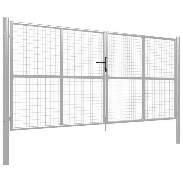 VidaXL Poort 415x200 cm gegalvaniseerd staal zilverkleurig