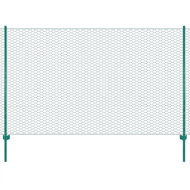 VidaXL Draadgaashek met palen 25x2 m staal groen