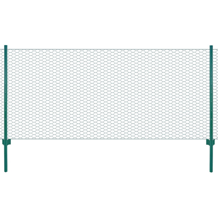 Vidaxl draadgaashek met palen 25x1 m staal groen