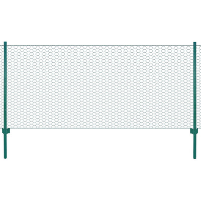 Vidaxl draadgaashek met palen 25x1 m staal groen