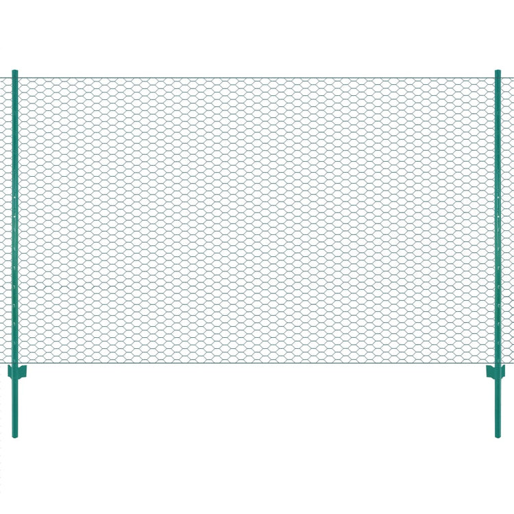Vidaxl draadgaashek met palen 25x1,5 m staal groen