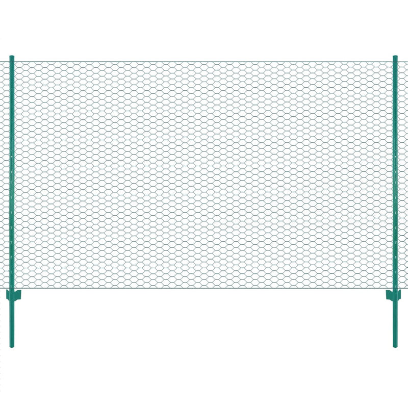 Vidaxl draadgaashek met palen 25x1,5 m staal groen