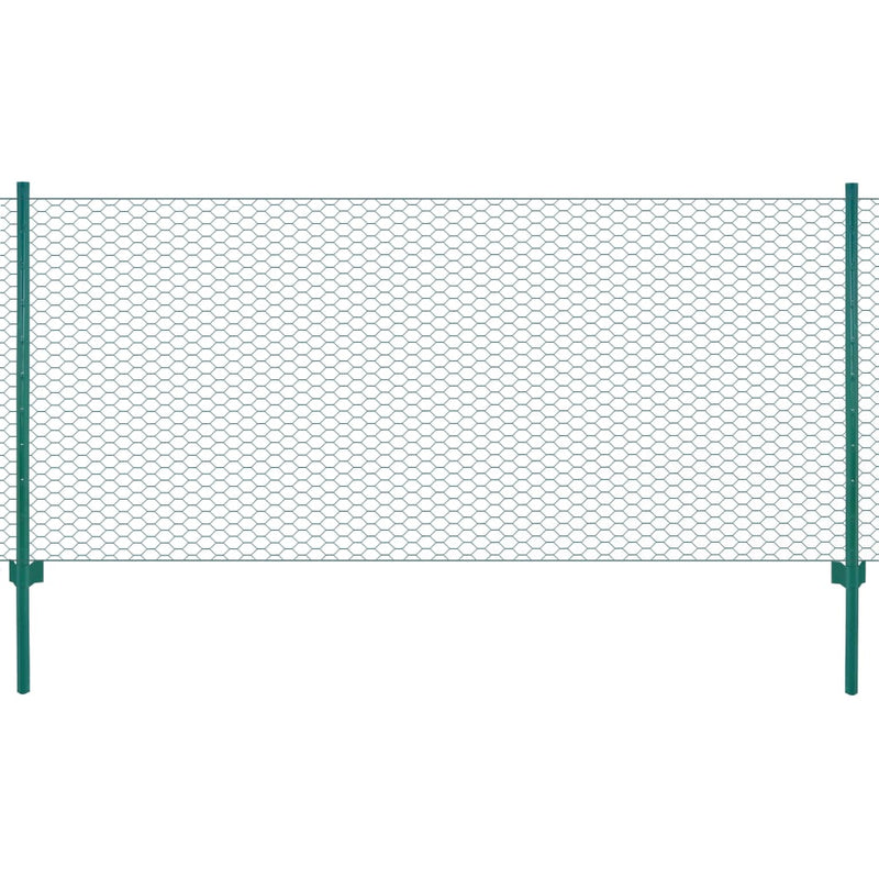 Vidaxl draadgaashek met palen 25x0,5 m staal groen
