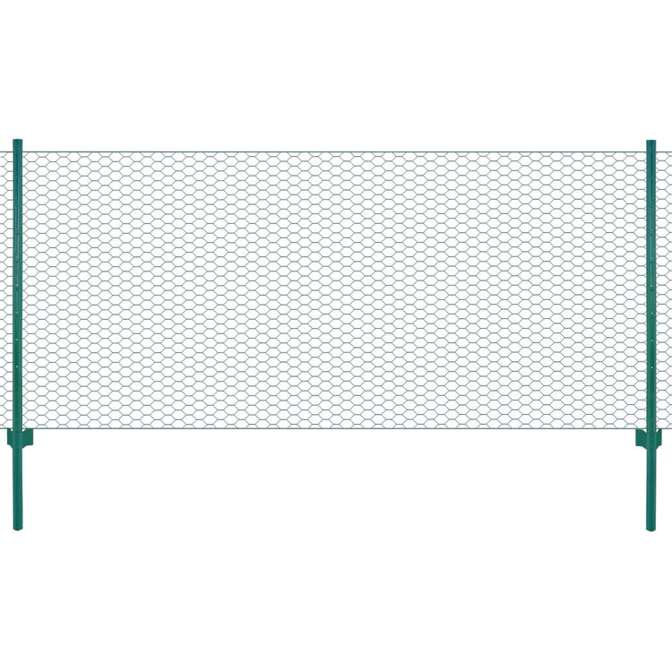 Vidaxl draadgaashek met palen 25x1 m staal groen