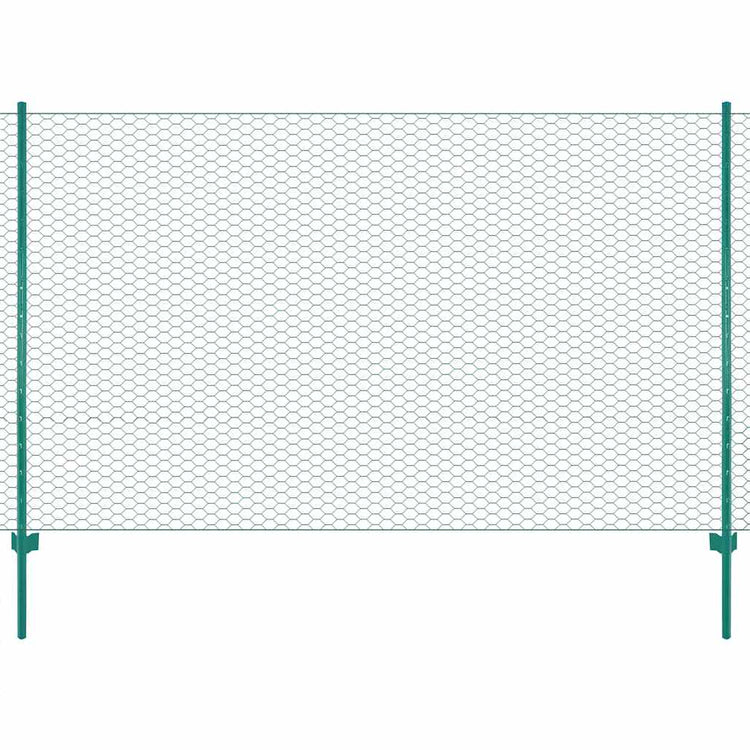 Vidaxl draadgaashek met palen 25x1,5 m staal groen