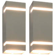 Vidaxl buitenwandlampen 2 st 35 w rechthoekig zilverkleurig - afbeelding 1