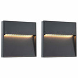 Vidaxl led-buitenwandlampen 2 st 3 w vierkant zwart - afbeelding 1