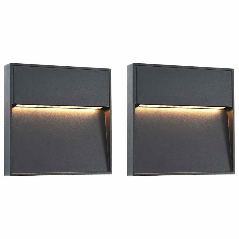 Vidaxl led-buitenwandlampen 2 st 3 w vierkant zwart
