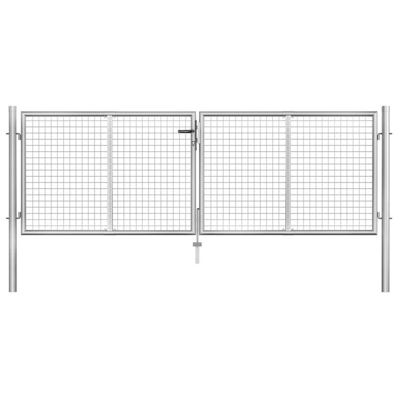 VidaXL Poort 306x125 cm gegalvaniseerd staal zilverkleurig