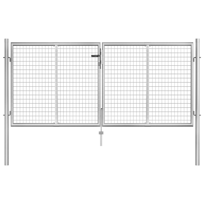 VidaXL Poort 306x150 cm gegalvaniseerd staal zilverkleurig