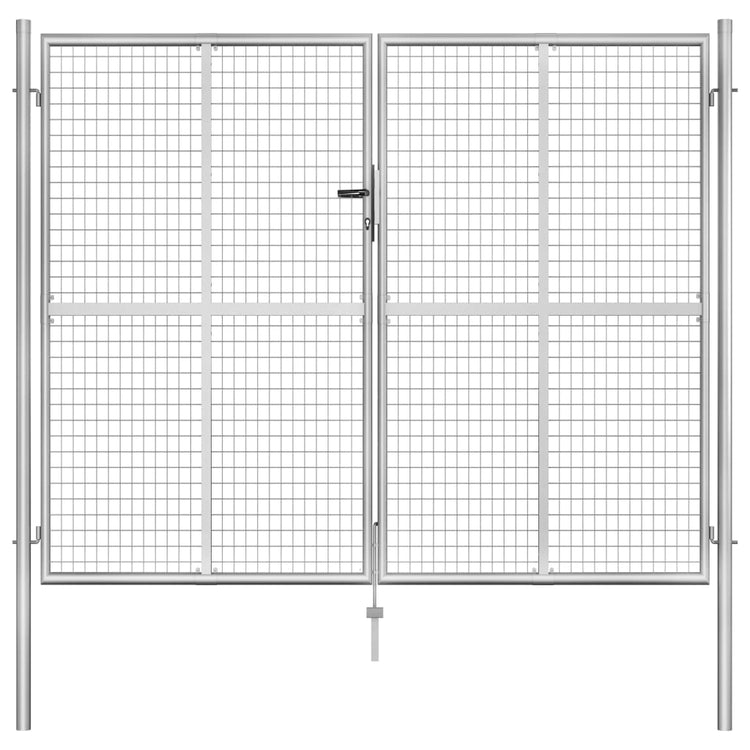 VidaXL Poort 306x250 cm gegalvaniseerd staal zilverkleurig