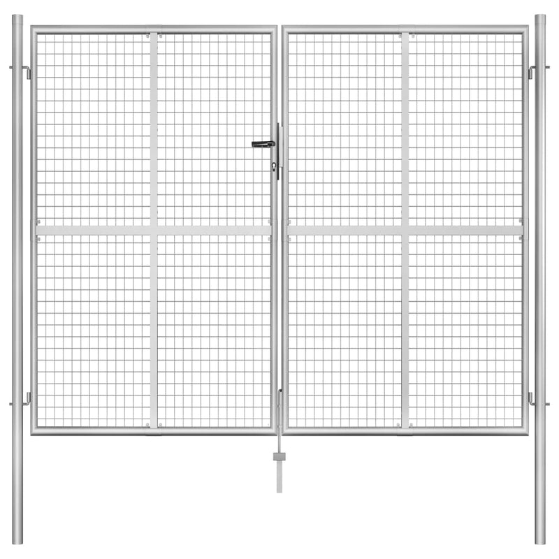 VidaXL Poort 306x250 cm gegalvaniseerd staal zilverkleurig