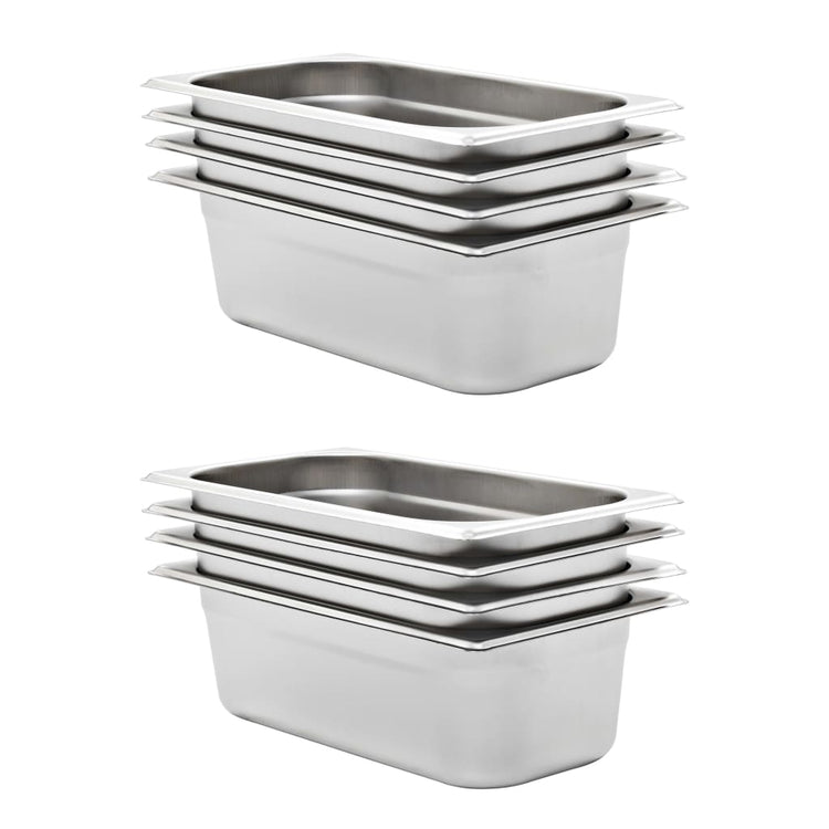 Vidaxl gastronormbakken 8 st gn 1 3 100 mm roestvrij staal