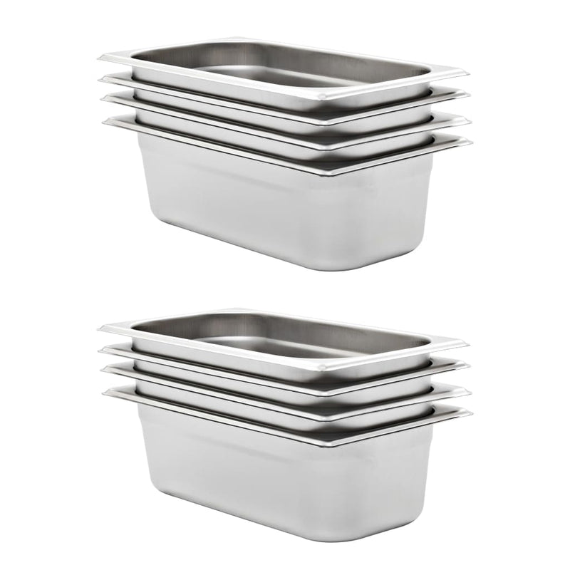 Vidaxl gastronormbakken 8 st gn 1 3 100 mm roestvrij staal