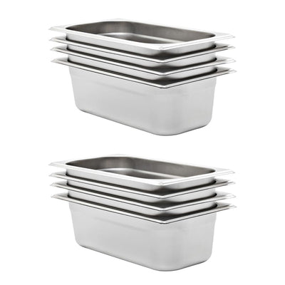 Vidaxl gastronormbakken 8 st gn 1 3 100 mm roestvrij staal