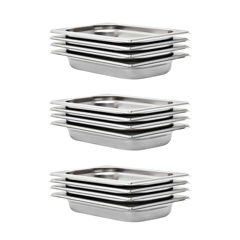 Vidaxl gastronormbakken 12 st gn 1 4 40 mm roestvrij staal
