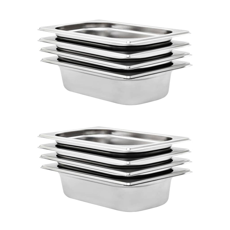 Vidaxl gastronormbakken 8 st gn 1 4 65 mm roestvrij staal