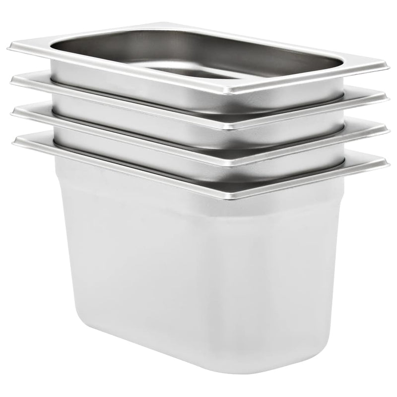 Vidaxl gastronormbakken 4 st gn 1 4 150 mm roestvrij staal