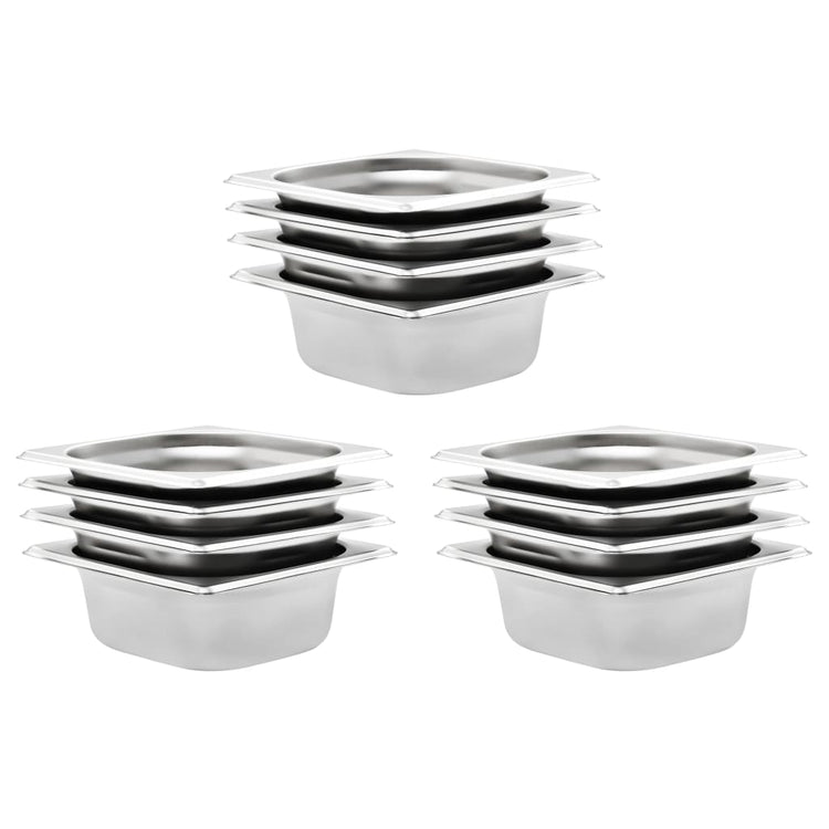 Vidaxl gastronormbakken 12 st gn 1 6 65 mm roestvrij staal
