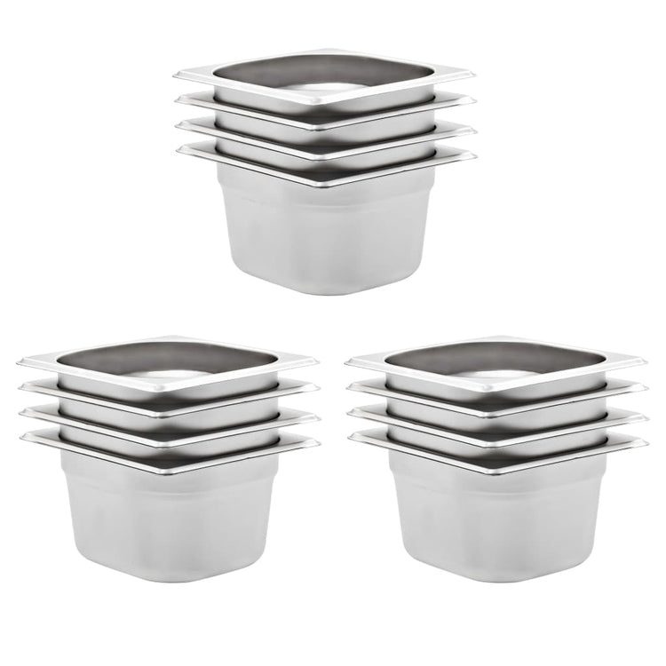 Vidaxl gastronormbakken 12 st gn 1 6 100 mm roestvrij staal