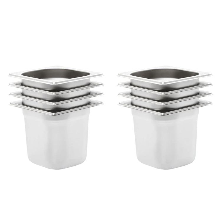 Vidaxl gastronormbakken 8 st gn 1 6 150 mm roestvrij staal