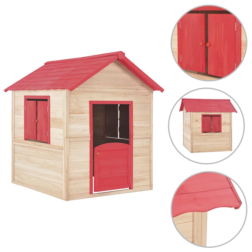 Vidaxl kinderspeelhuis vurenhout rood