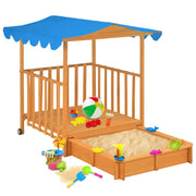 Vidaxl kinderspeelhuis met zandbak uv50 vurenhout blauw - afbeelding 1