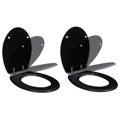 Vidaxl toiletbril met soft-closedeksel 2 st mdf zwart