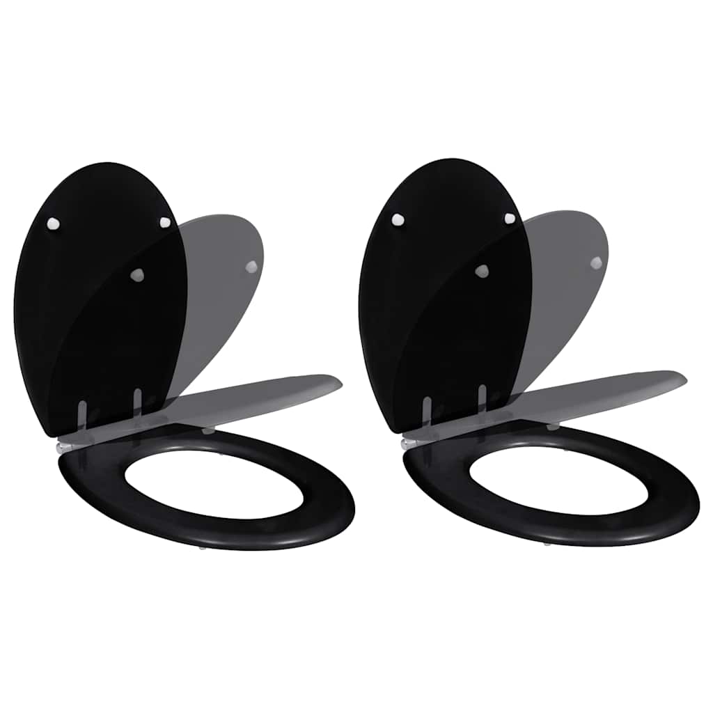 Vidaxl toiletbril met soft-closedeksel 2 st mdf zwart