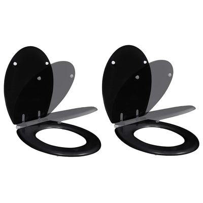 Vidaxl toiletbril met soft-closedeksel 2 st mdf zwart