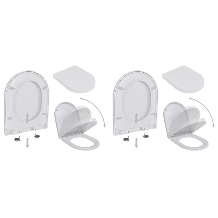 Vidaxl toiletbrillen met soft-close deksels 2 st kunststof wit
